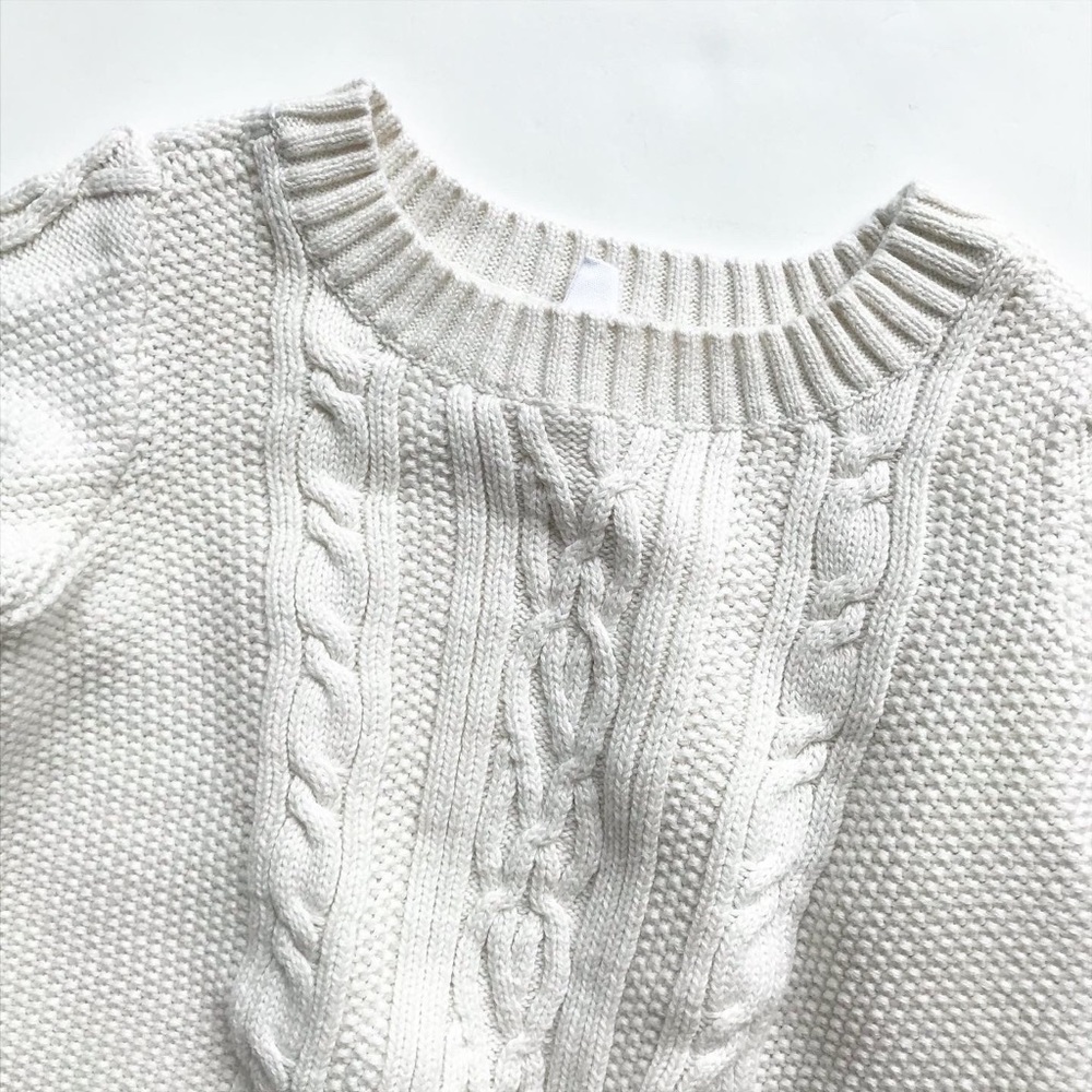 BabyGap Ivory cable knit crew neck sweater EUC 4T - Picture 2 of 5